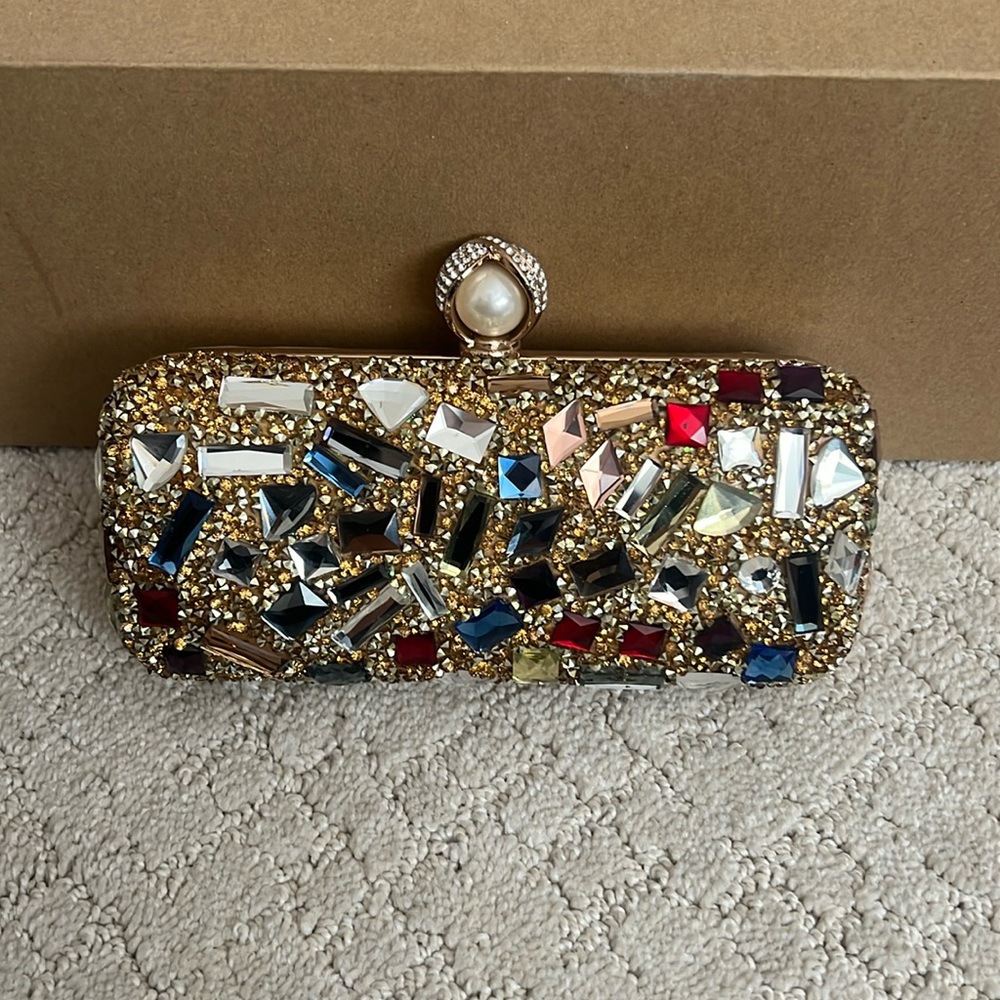 Multicolor gold evening clutch